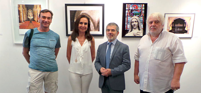 M. Cellario, Conseiller de Gouvernement pour l'Intérieur, Mme Tirole lors de l'Exposition de la Journée du Patrimoine, avec Mrs De Bernardi et Formentini.